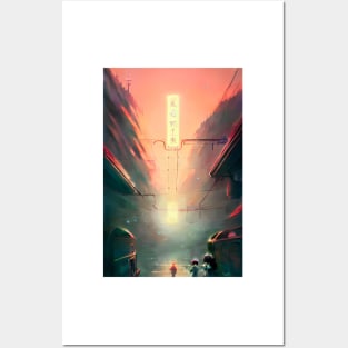 Anime Kids Magical Place Japan Railway Landscape Posters and Art